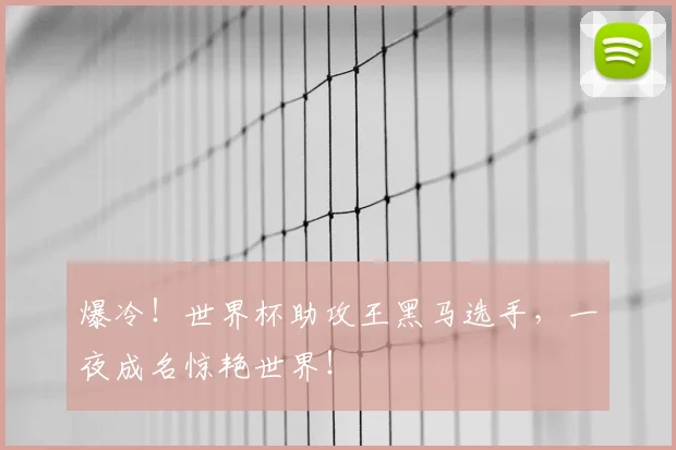 爆冷！世界杯助攻王黑马选手，一夜成名惊艳世界！